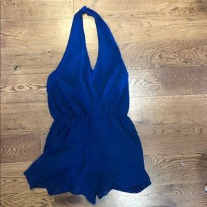 Blue backless romper